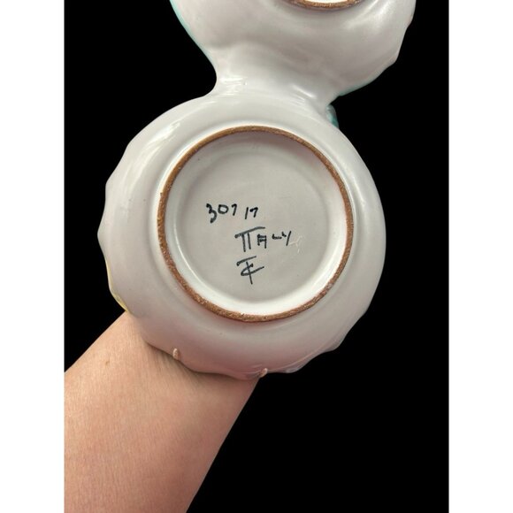 Fratelli Fanciullacci ? Pottery Divided Dish Condiment Olive Green Yellow Italy - Picture 7 of 14